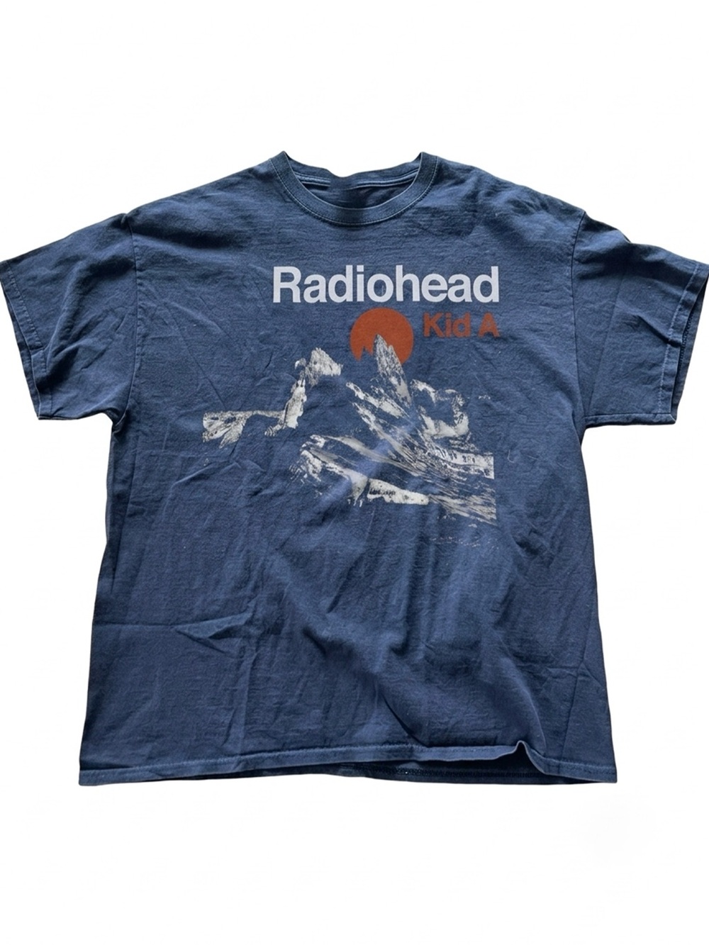 Radiohead Kid A Album Art Y2K Alt Rock Band Graphic Navy Blue T-Shirt